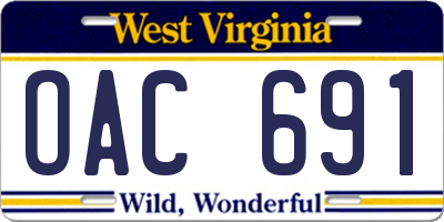 WV license plate OAC691