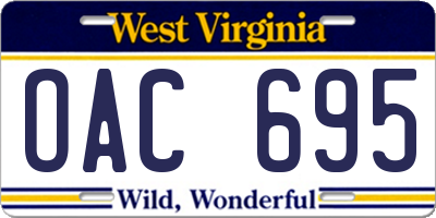 WV license plate OAC695
