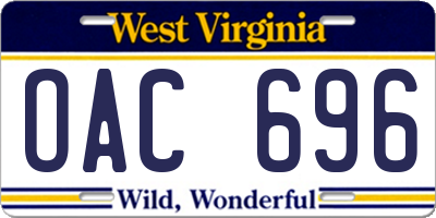 WV license plate OAC696