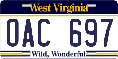 WV license plate OAC697