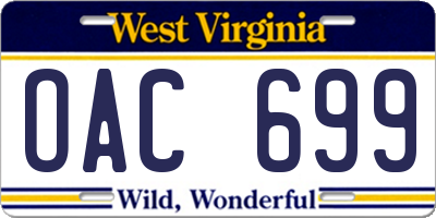 WV license plate OAC699