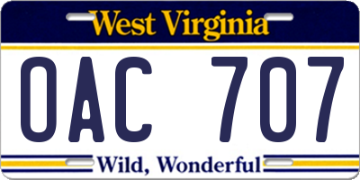 WV license plate OAC707