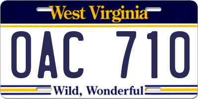 WV license plate OAC710