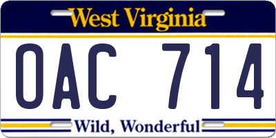 WV license plate OAC714