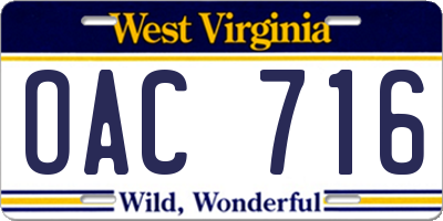 WV license plate OAC716
