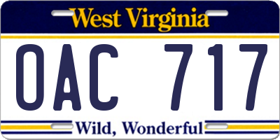 WV license plate OAC717