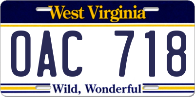 WV license plate OAC718