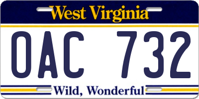 WV license plate OAC732