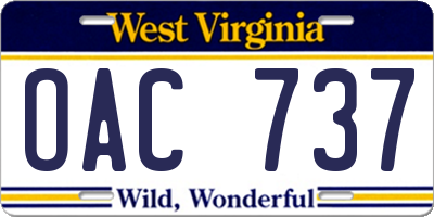 WV license plate OAC737