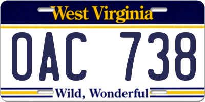 WV license plate OAC738