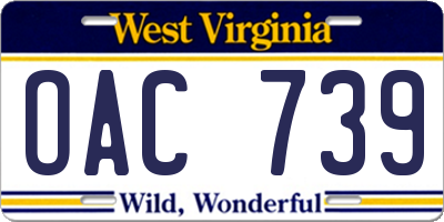 WV license plate OAC739