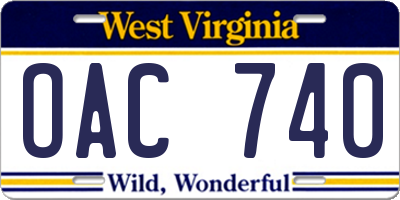 WV license plate OAC740