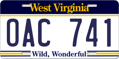 WV license plate OAC741