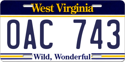 WV license plate OAC743