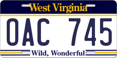 WV license plate OAC745