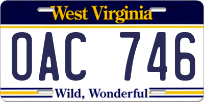 WV license plate OAC746