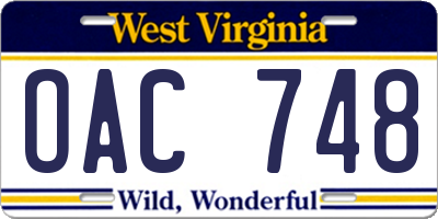 WV license plate OAC748