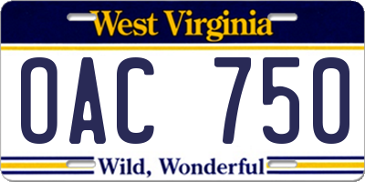 WV license plate OAC750