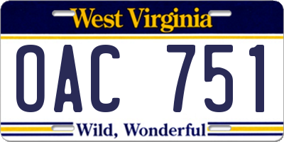 WV license plate OAC751