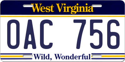 WV license plate OAC756