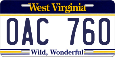 WV license plate OAC760