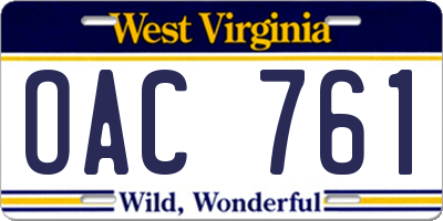 WV license plate OAC761