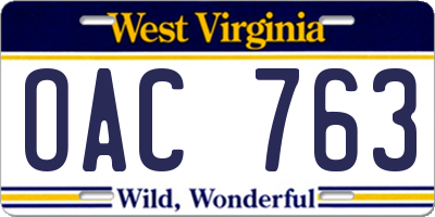 WV license plate OAC763