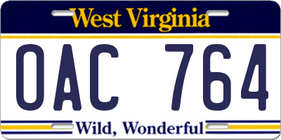 WV license plate OAC764