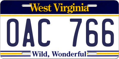 WV license plate OAC766