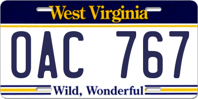 WV license plate OAC767