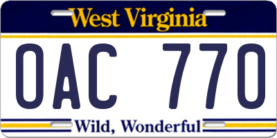 WV license plate OAC770