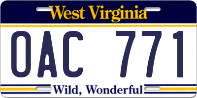 WV license plate OAC771