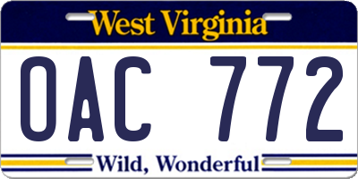 WV license plate OAC772