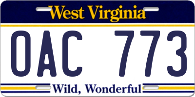 WV license plate OAC773