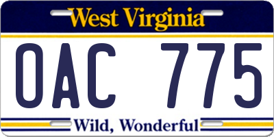 WV license plate OAC775
