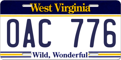 WV license plate OAC776