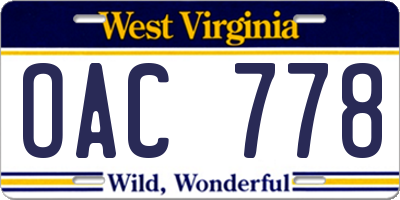 WV license plate OAC778