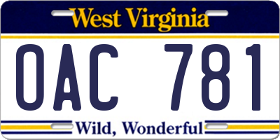 WV license plate OAC781