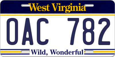 WV license plate OAC782