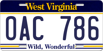 WV license plate OAC786