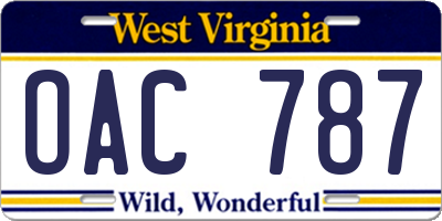 WV license plate OAC787