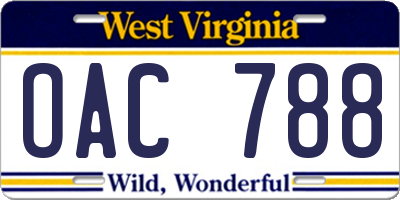 WV license plate OAC788