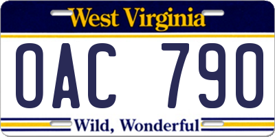 WV license plate OAC790