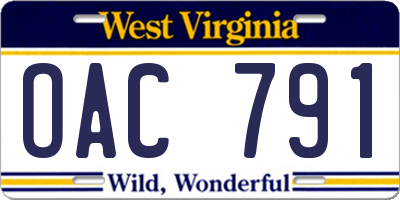 WV license plate OAC791