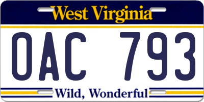 WV license plate OAC793