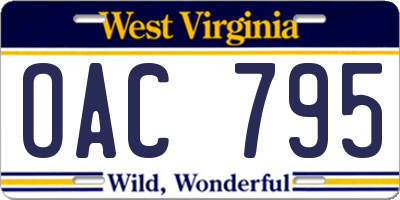 WV license plate OAC795