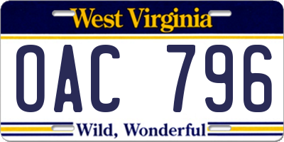 WV license plate OAC796