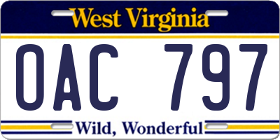 WV license plate OAC797
