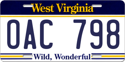 WV license plate OAC798