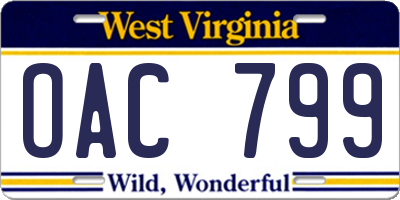 WV license plate OAC799